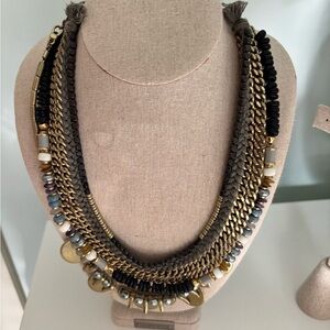 Stella & Dot Multi‑Strand Bronze, Taupe & Black Necklace